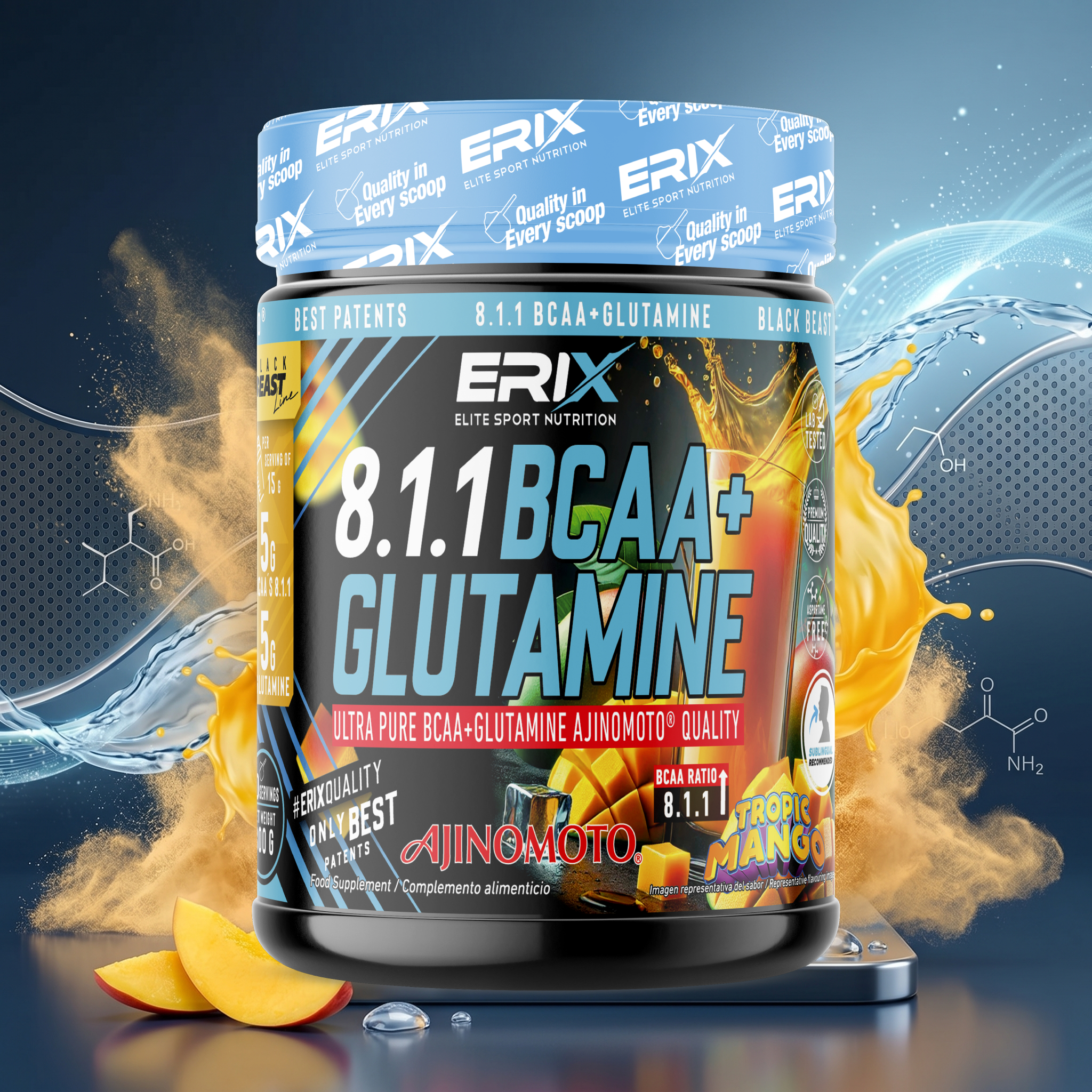 Presentación Glutamina + BCAA Ajinomoto Mango